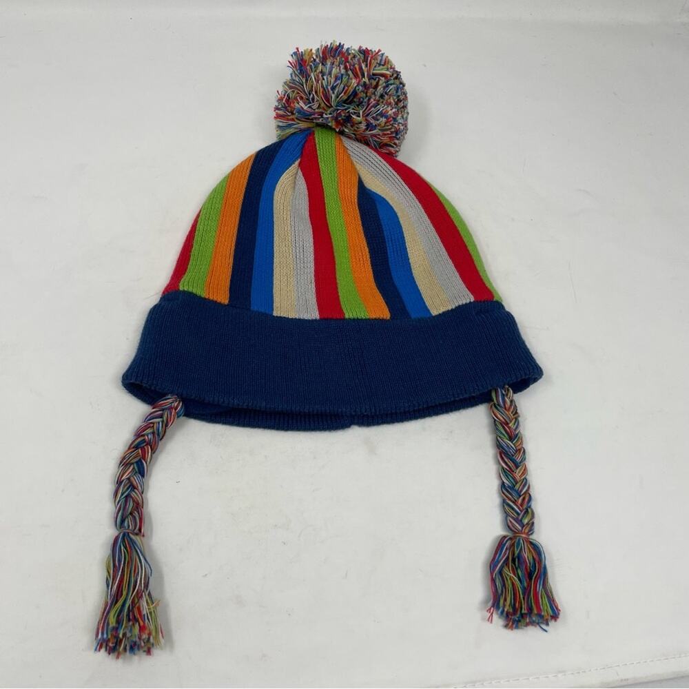 Hanna Anderson Navy Muti Color Pom  Pom Winter Hat Small - Picture 2 of 9